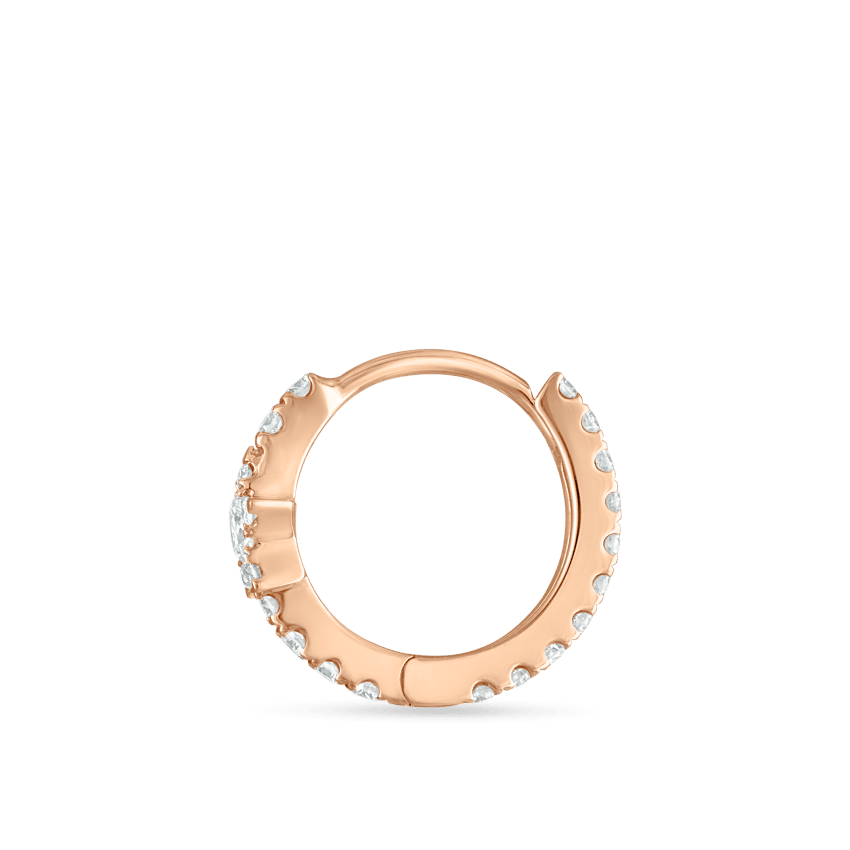 Diamond Star Eternity Hoop Earring Rose Gold 8mm