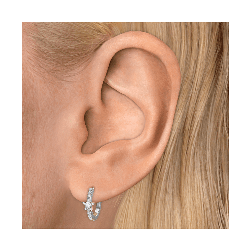 Diamond Star Eternity Hoop Earring White Gold 9.5mm
