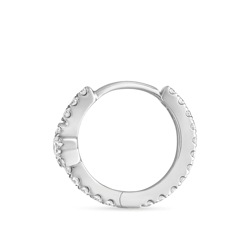 Diamond Star Eternity Hoop Earring White Gold 9.5mm