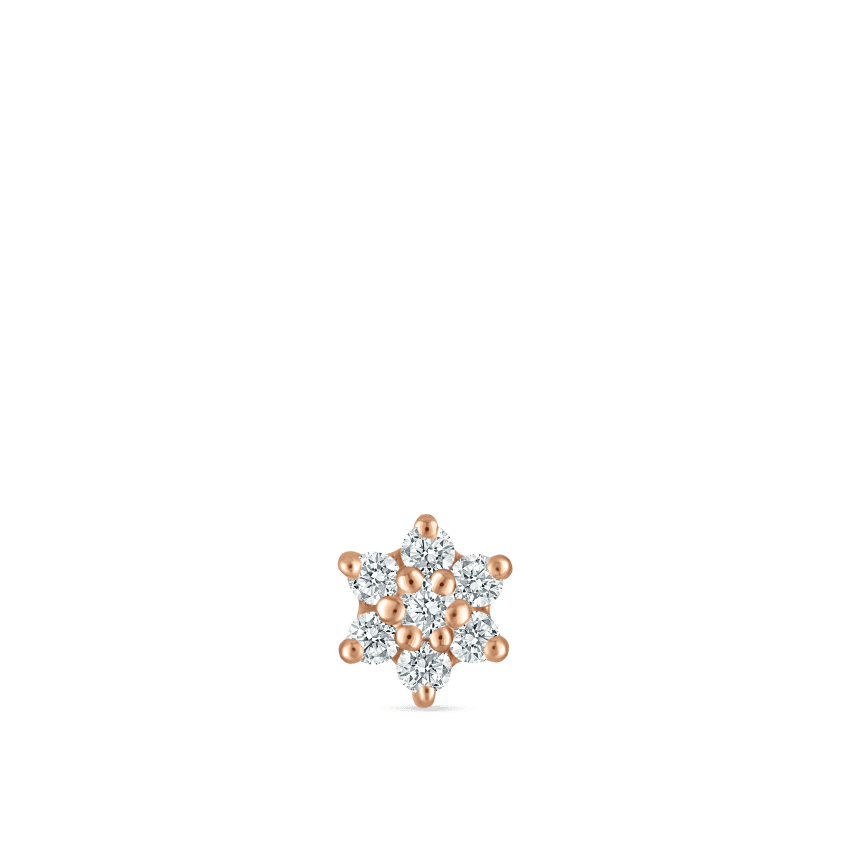 Diamond Flower Threaded Stud Earring Rose Gold 3mm