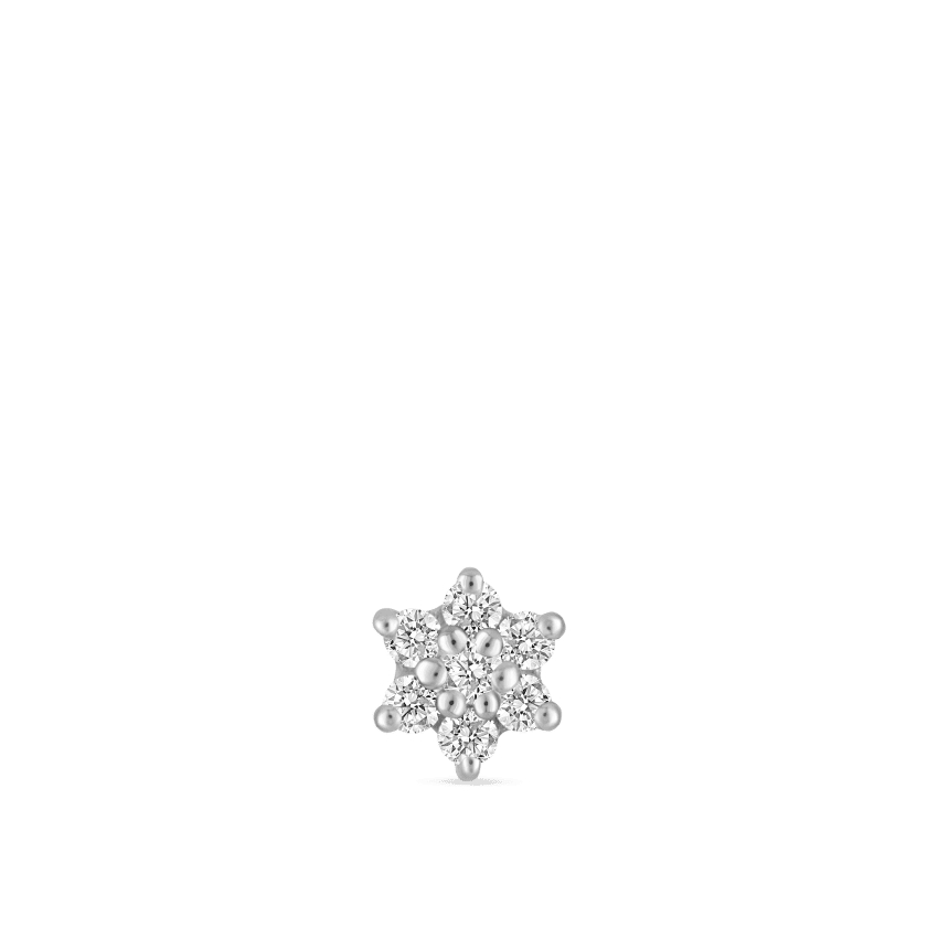 Diamond Flower Threaded Stud Earring White Gold 3mm
