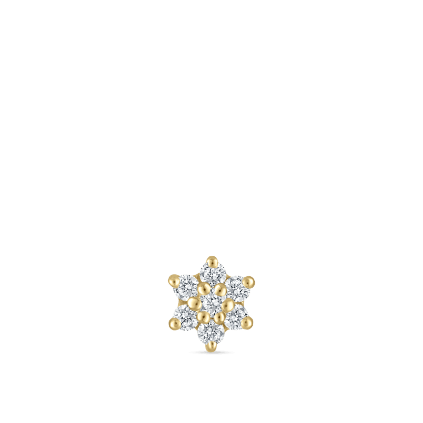 Diamond Flower Threaded Stud Earring Yellow Gold 3mm