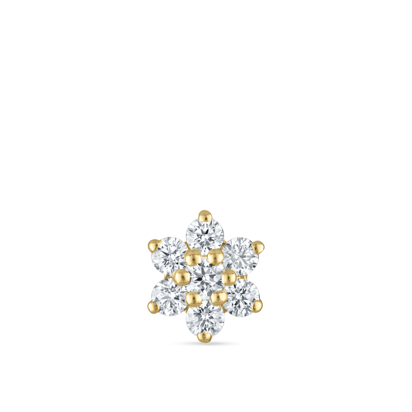【送料無料/即納】  Diamond Flower 5.5mm Gold Yellow Earring Stud Threaded 食器棚・キッチンカウンター