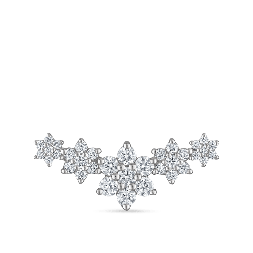 Five Flower Garland Diamond Threaded Stud Earring White Gold