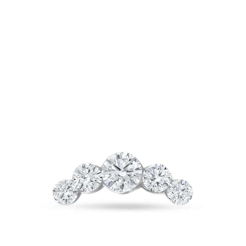 Invisible Set Five Diamond Open Curve Threaded Stud Earring White Gold