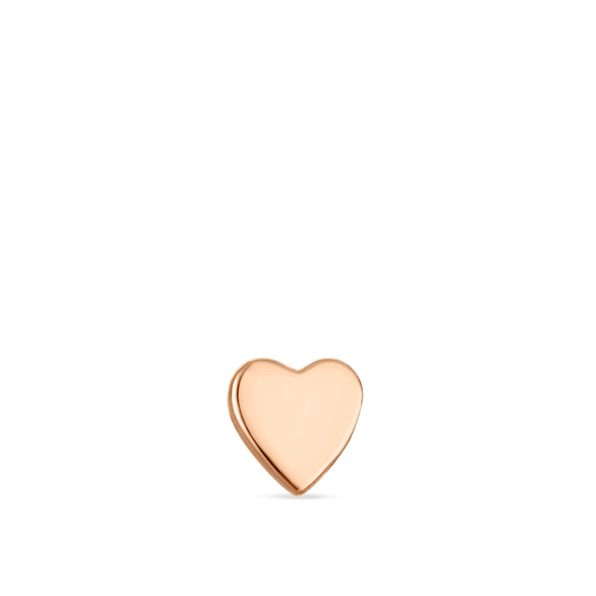 Heart Threaded Stud Earring Rose Gold 3mm