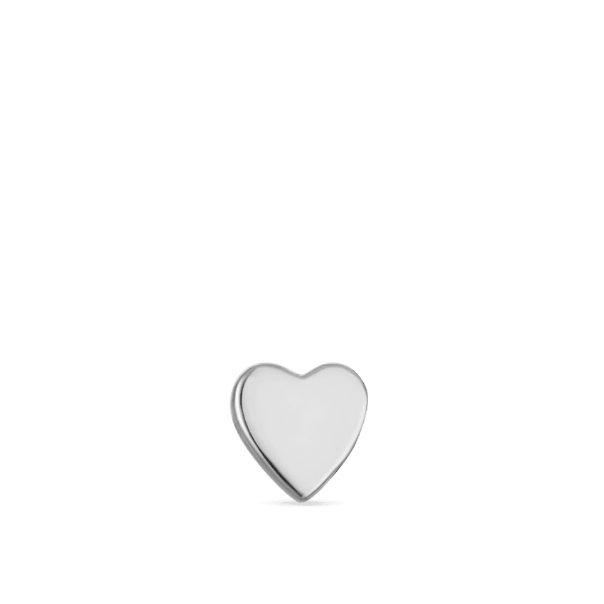 Heart Threaded Stud Earring White Gold 3mm
