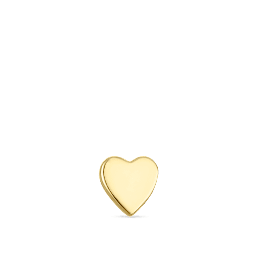 Heart Threaded Stud Earring Yellow Gold 3mm