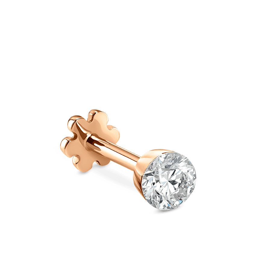 Invisible Set Diamond Threaded Stud Earring Rose Gold 3mm