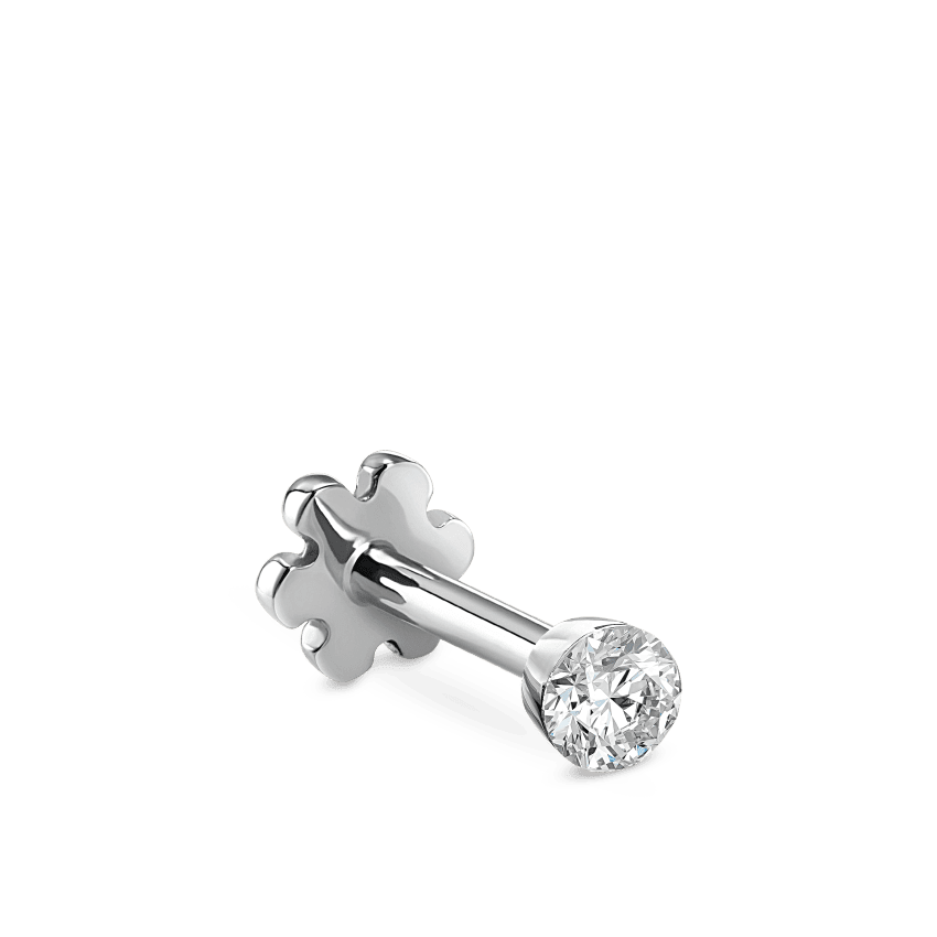 Invisible Set Diamond Threaded Stud Earring White Gold 1.5mm MARIA TASH