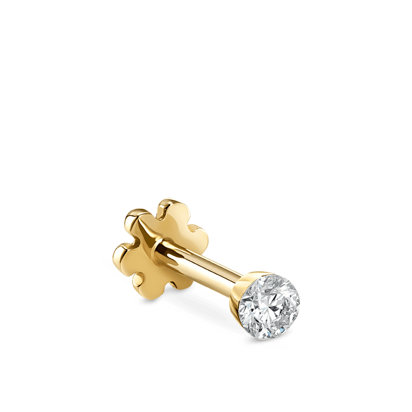 Invisible Set Diamond Threaded Stud Earring Yellow Gold 1.5mm