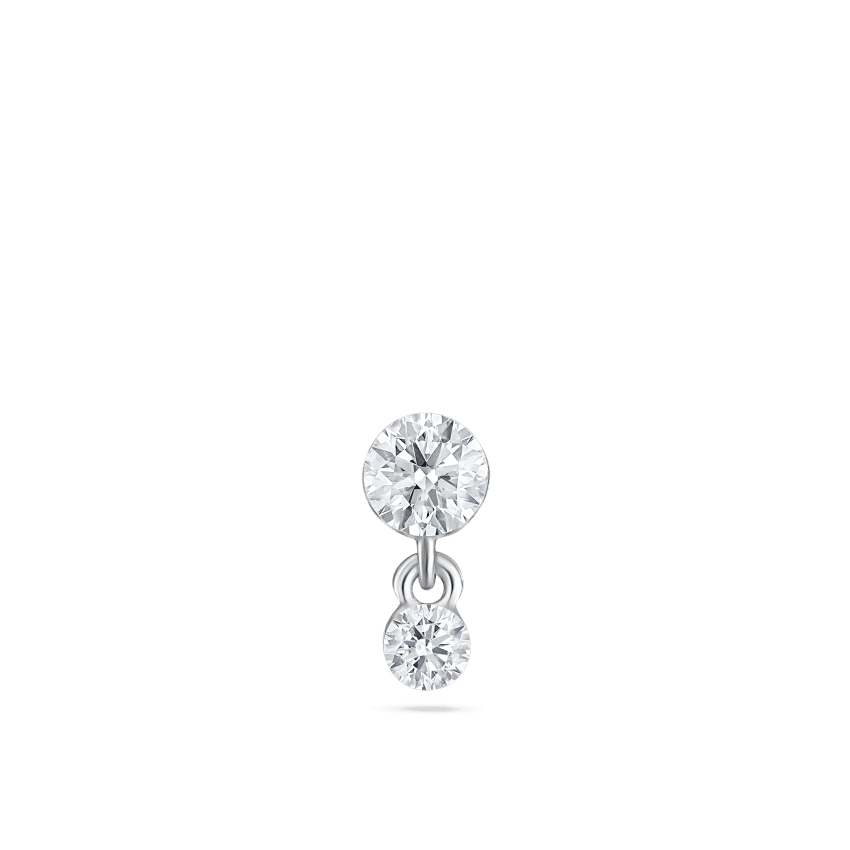 Invisible Set Diamond Dangle Threaded Stud Earring White Gold 3mm / 2mm