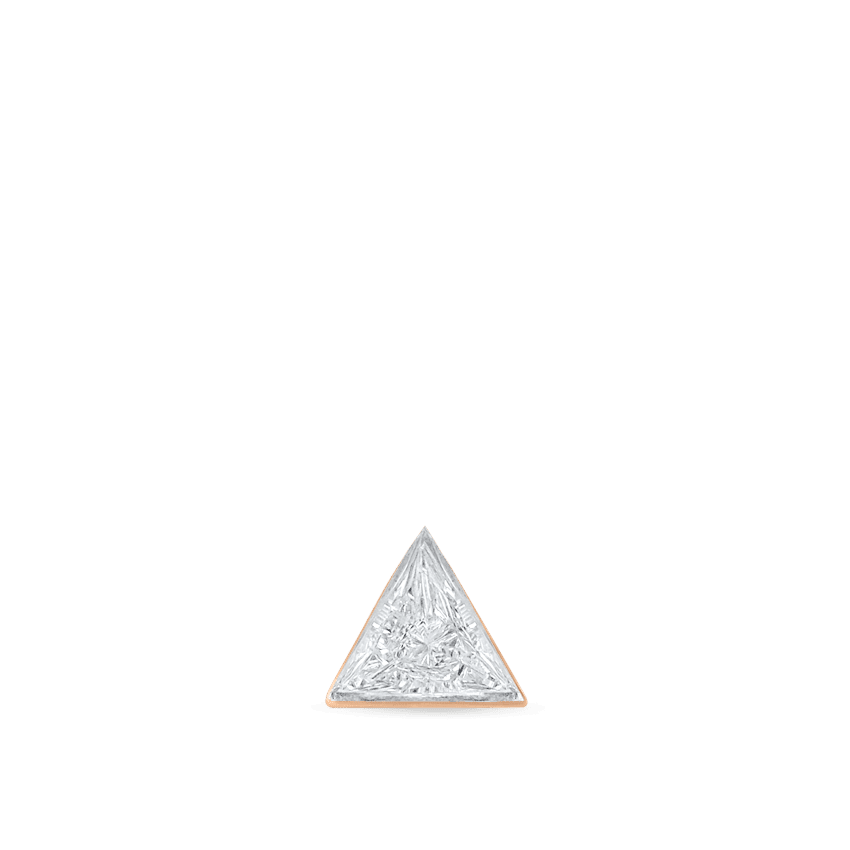 Invisible Set Triangle Diamond Threaded Stud Earring Rose Gold 2.5mm