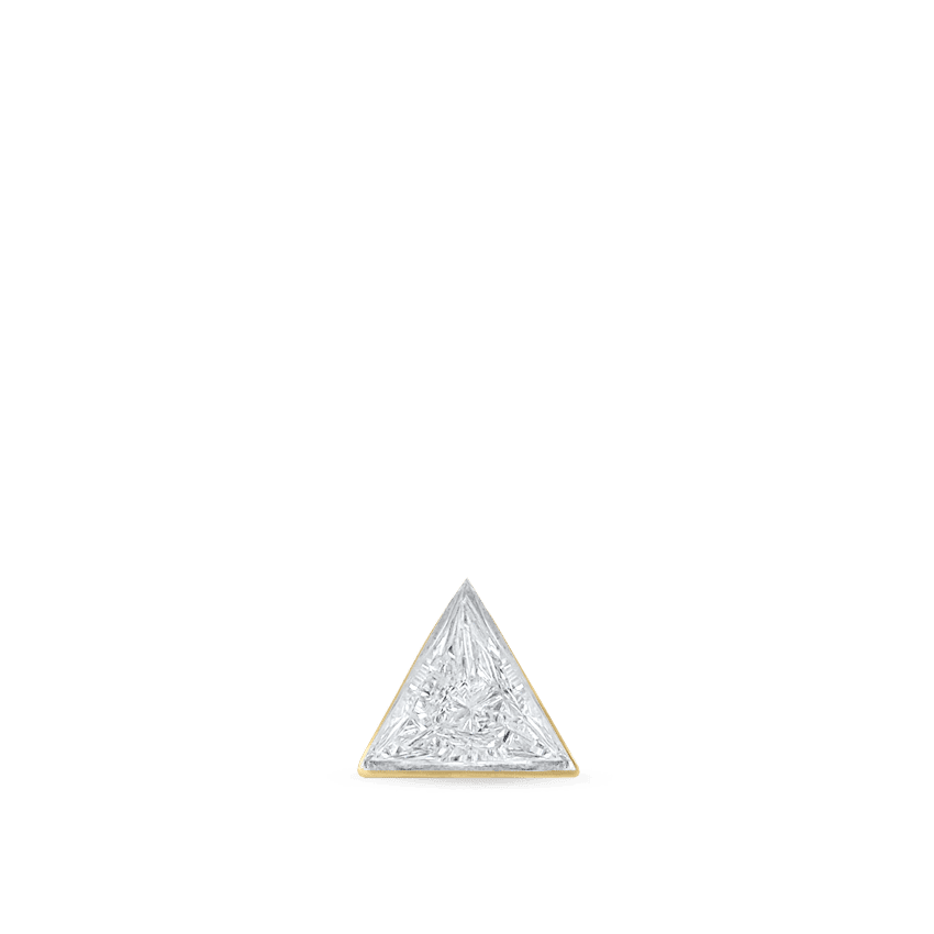 Invisible Set Triangle Diamond Threaded Stud Earring Yellow Gold 2.5mm