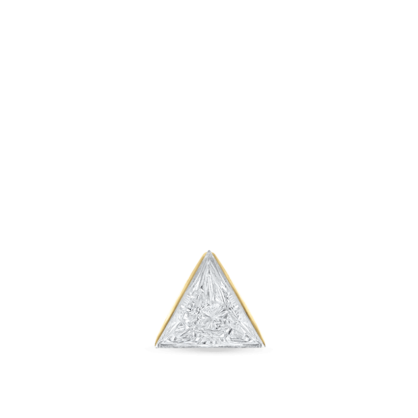 Invisible Set Triangle Diamond Threaded Stud Earring Yellow Gold 3mm