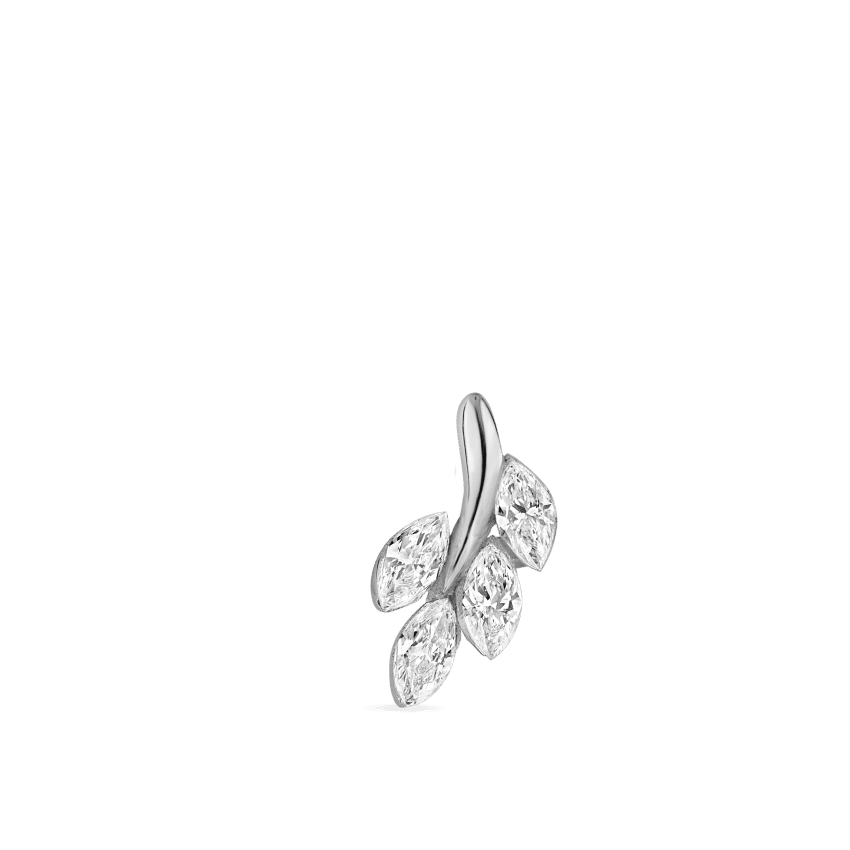 Diamond Vine Threaded Stud Earring White Gold 8mm A Direction