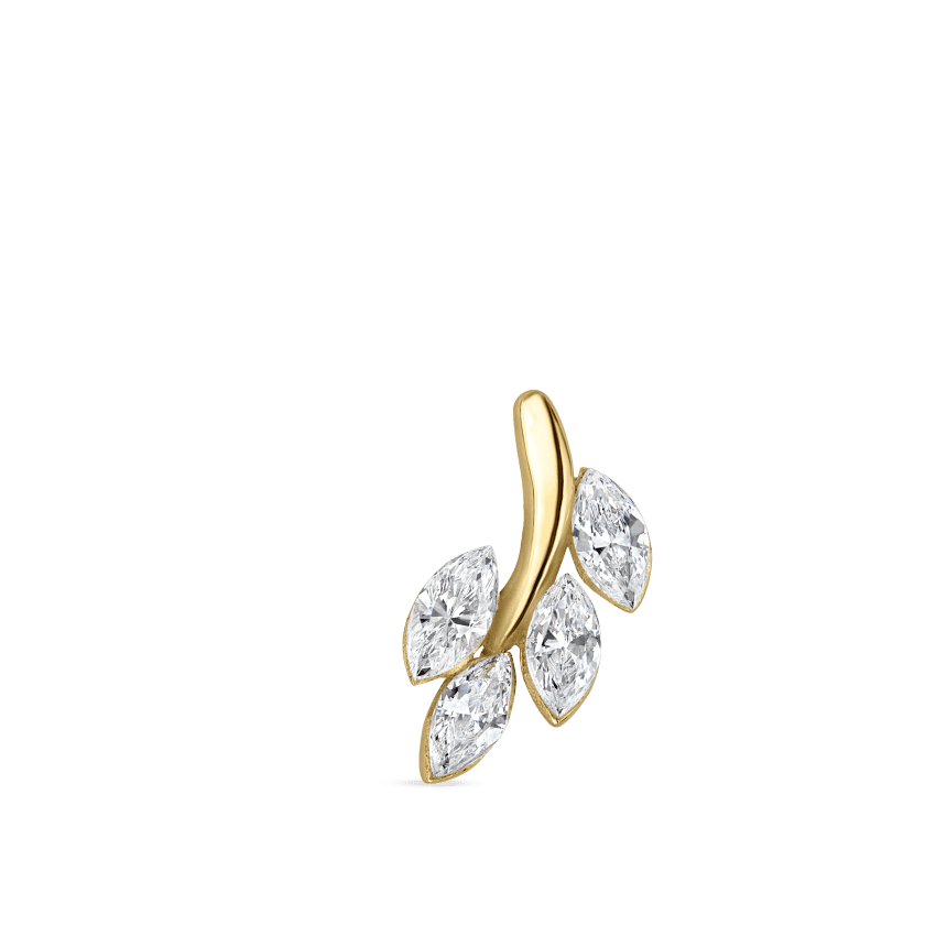 Diamond Vine Stud Earring Yellow Gold 10.5mm A Direction