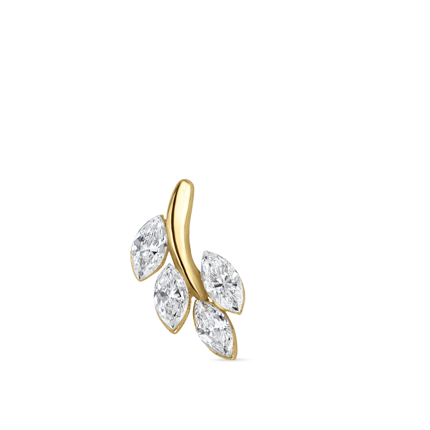 Diamond Vine Threaded Stud Earring Yellow Gold 10.5mm Right