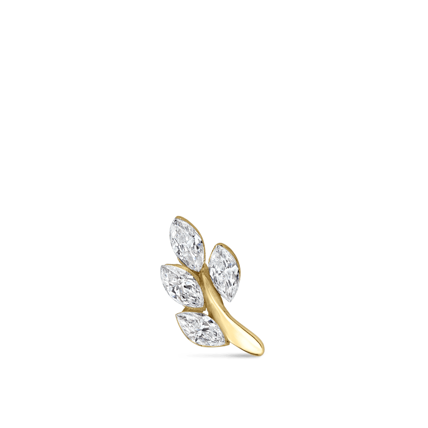 Diamond Vine Threaded Stud Earring Yellow Gold 8mm A Direction