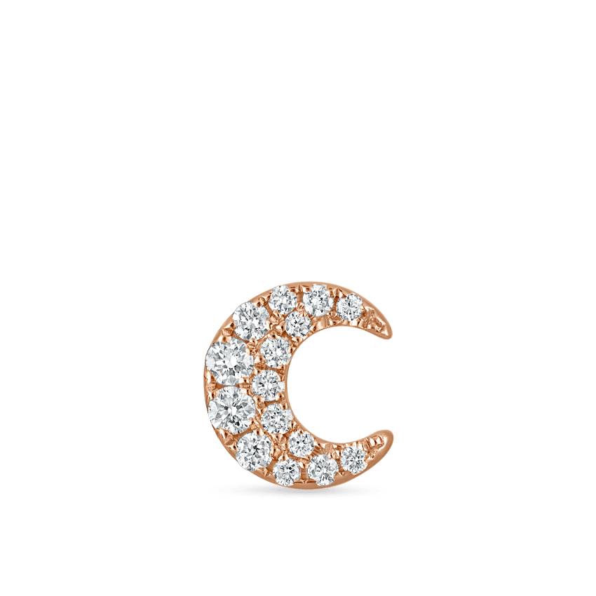 Diamond Moon Threaded Stud Earring Rose Gold 5.5mm