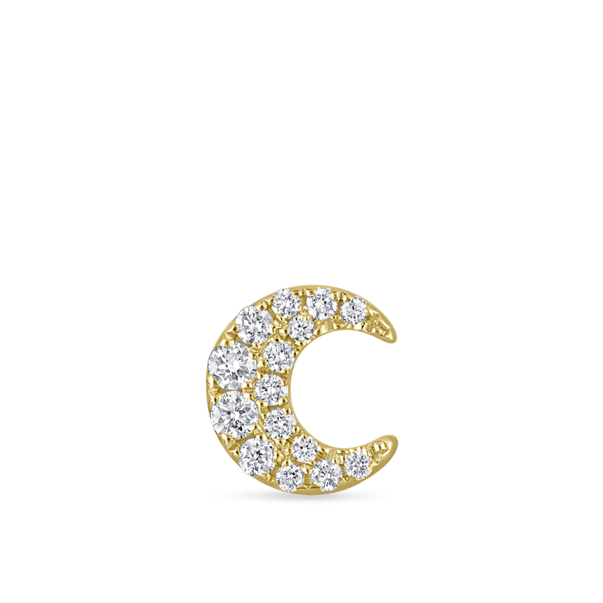 Diamond Moon Threaded Stud Earring Yellow Gold 5.5mm