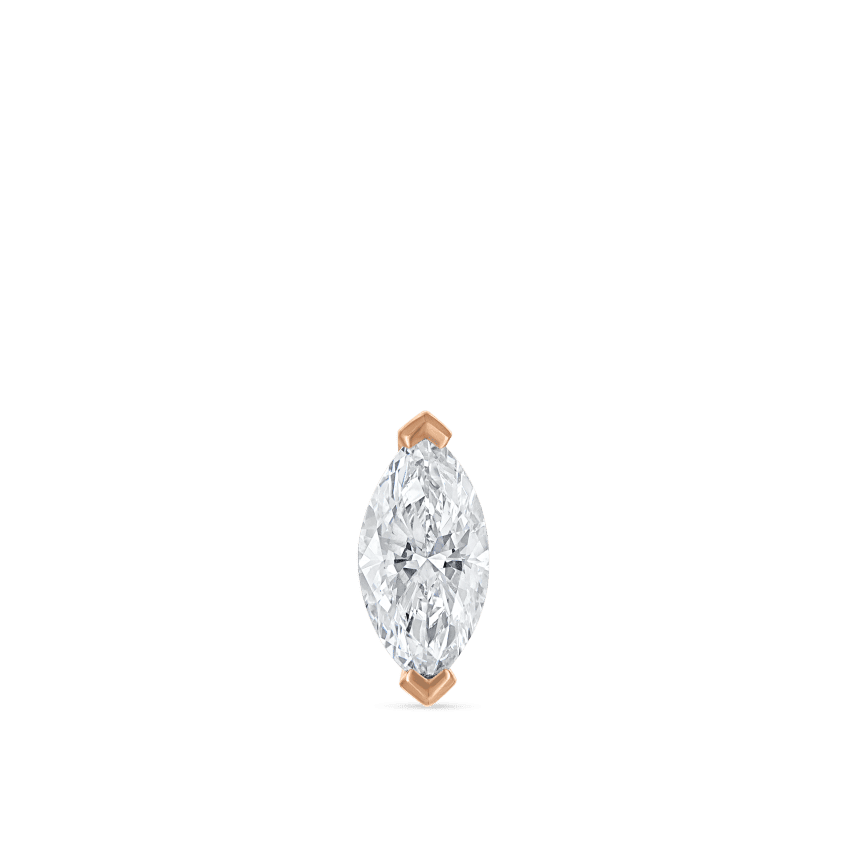 Marquise Diamond Threaded Stud Earring Rose Gold 7mm