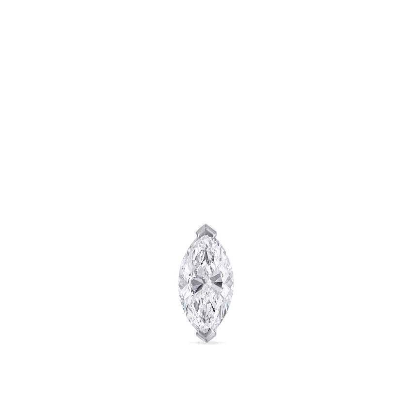 Marquise Diamond Threaded Stud Earring White Gold 6mm