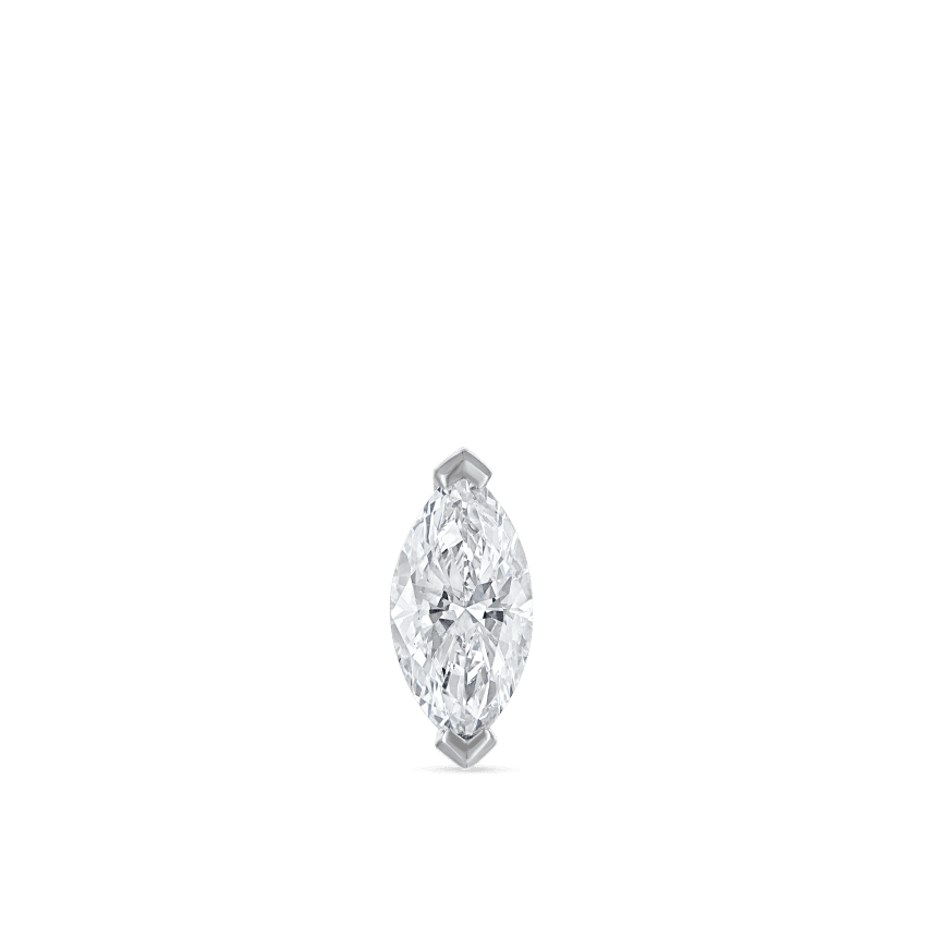Marquise Diamond Threaded Stud Earring White Gold 7mm