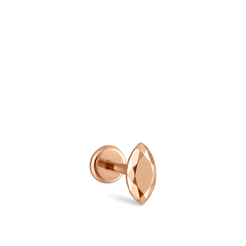 Faceted Gold Marquise Threaded Stud Earring Rose Gold 5.5mm