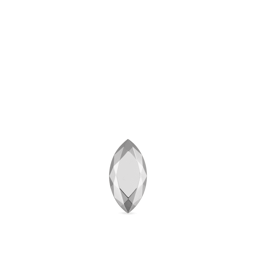 Faceted Gold Marquise Threaded Stud Earring White Gold 6.5mm