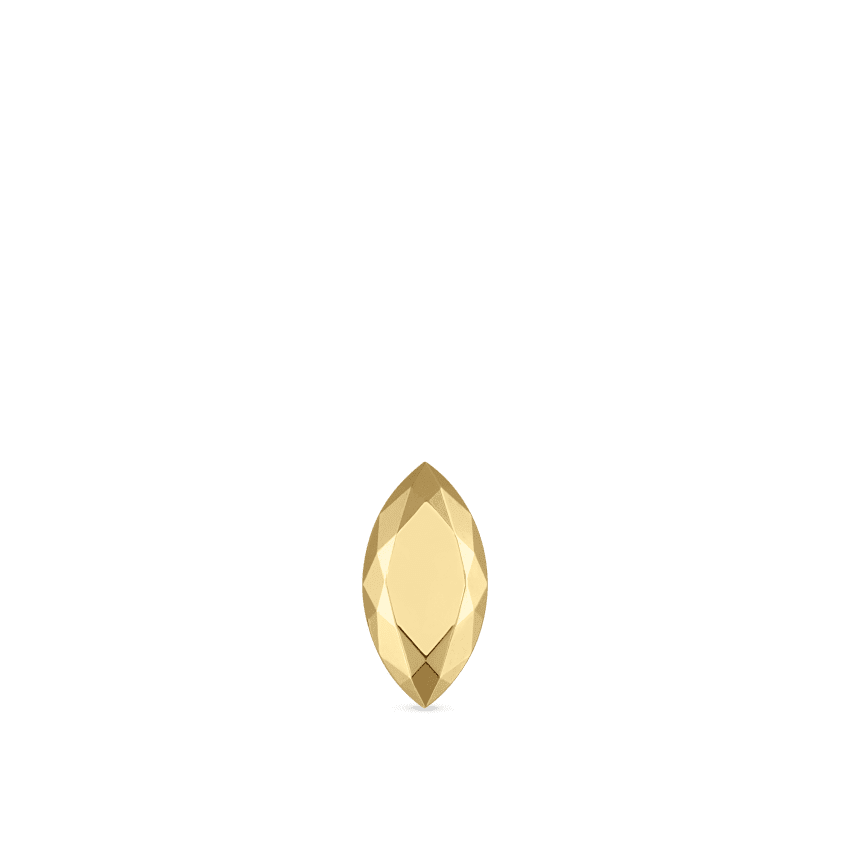 Faceted Gold Marquise Threaded Stud Earring Yellow Gold 6.5mm
