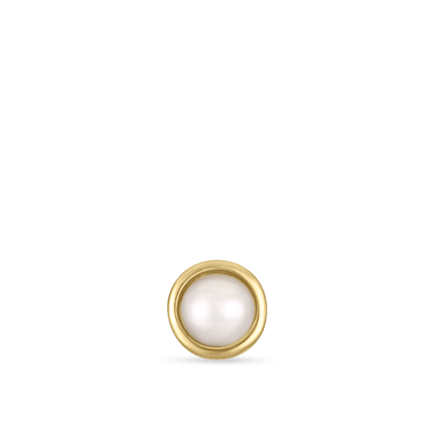Natural Pearl Threaded Stud Earring Yellow Gold 2mm