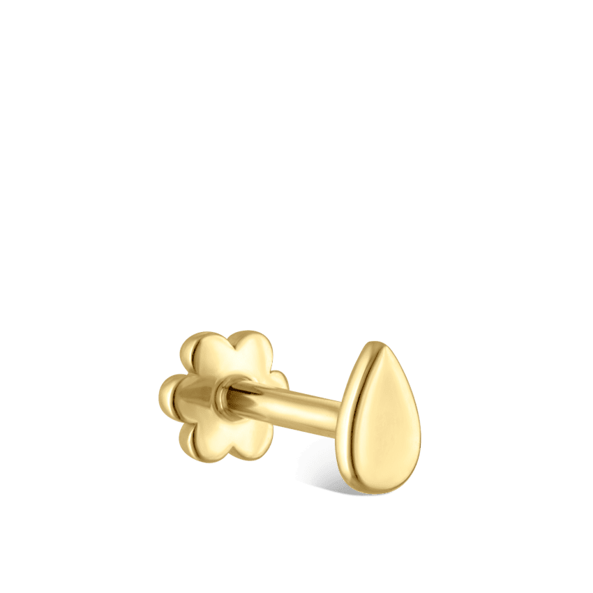 Plain Pear Shaped Threaded Stud Earring Yellow Gold 4mm