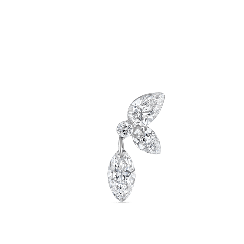 Marquise Pear Diamond Echo Stud Earring White Gold 10.5mm A Direction