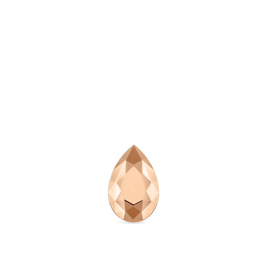 Faceted Gold Pear Threaded Stud Earring Rose Gold 6.5mm