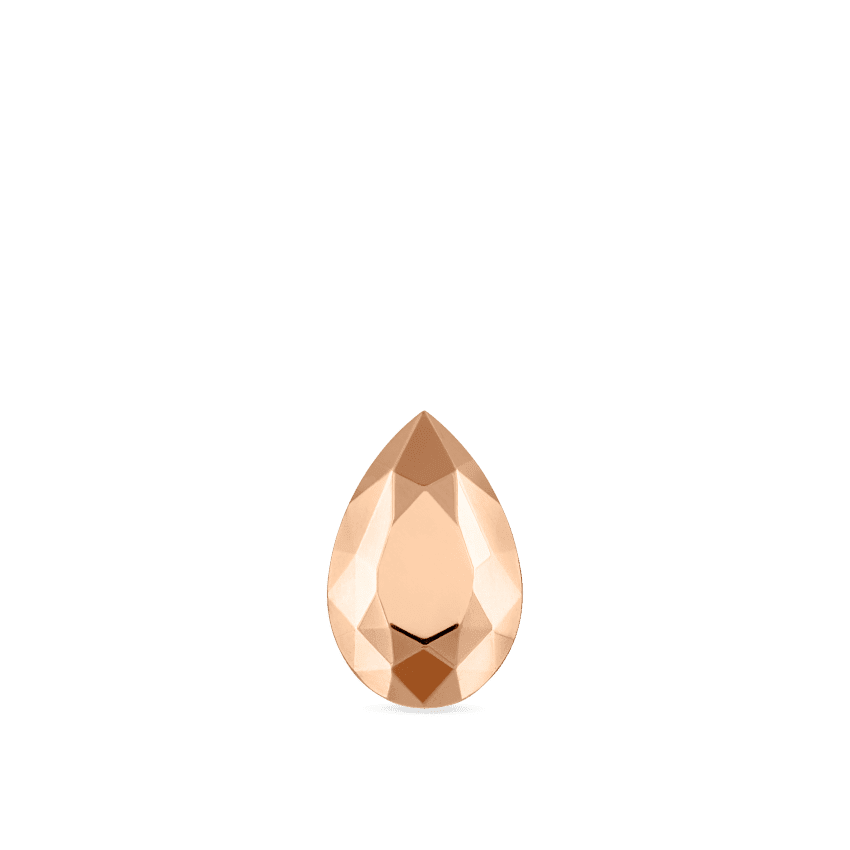 Faceted Gold Pear Threaded Stud Earring Rose Gold 7.5mm