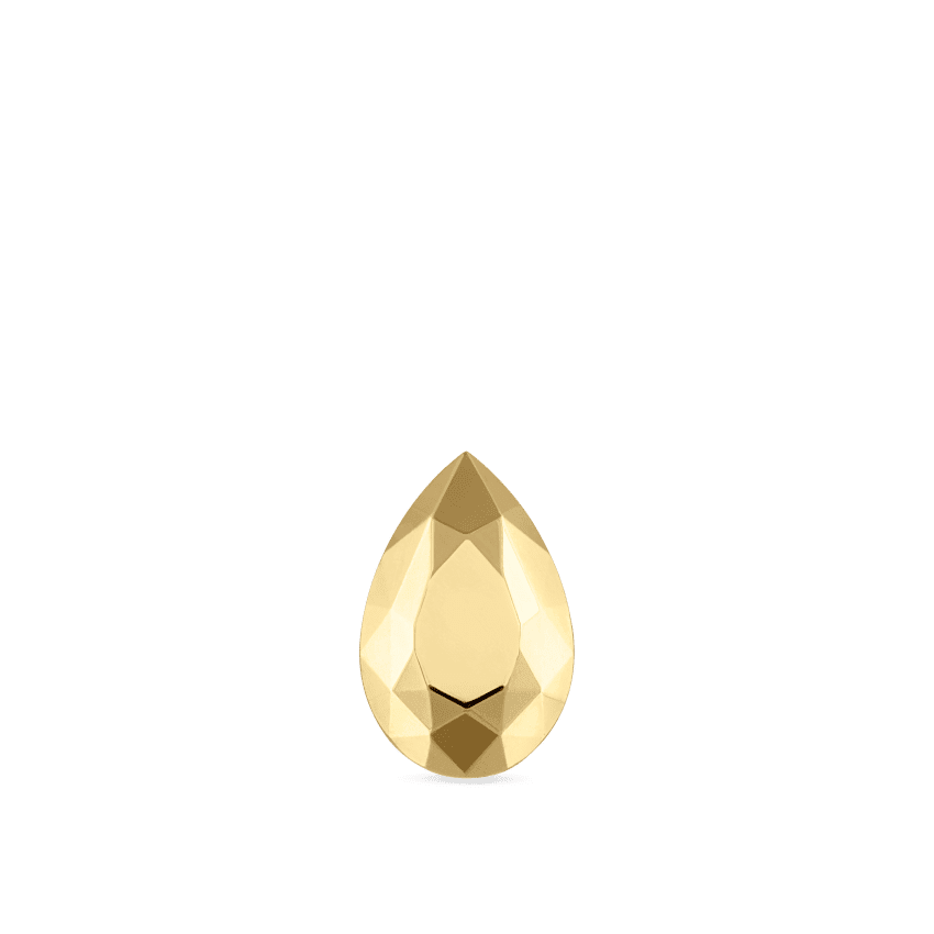 Faceted Gold Pear Threaded Stud Earring Yellow Gold 7.5mm