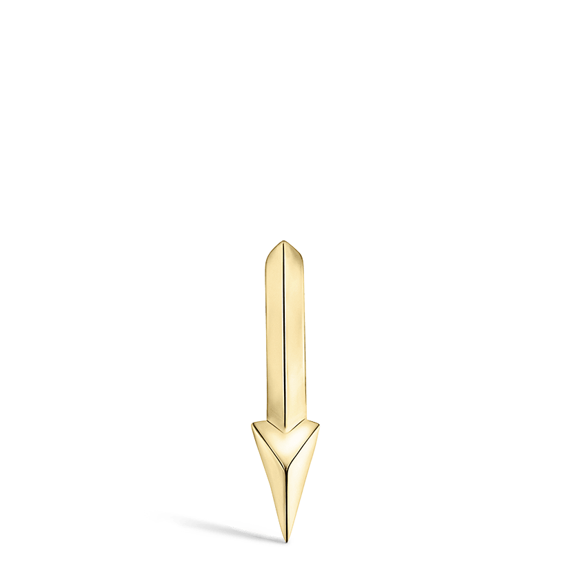 Faceted Single Short Spike Hoop Earring Yellow Gold 6.5mm