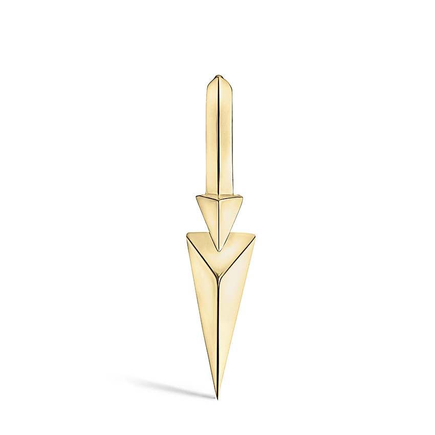Faceted Triple Long Spike Hoop Earring Yellow Gold 8mm
