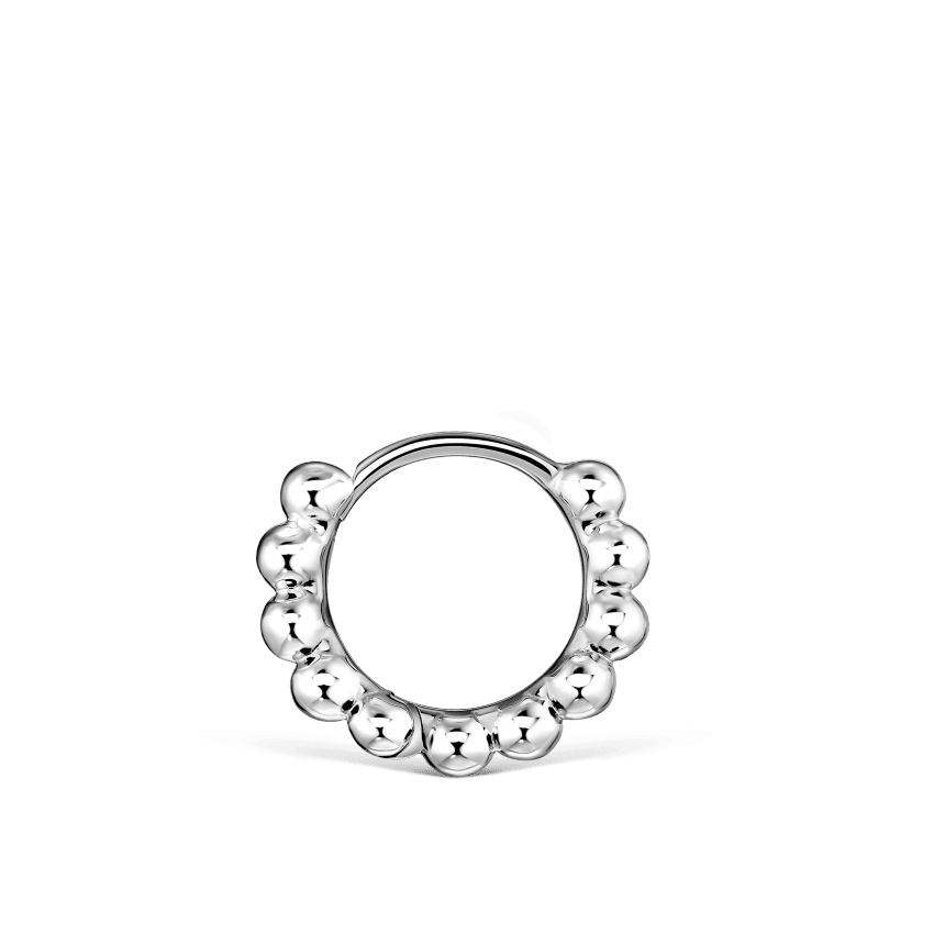 Granulated Hoop Earring White Gold 6.5mm