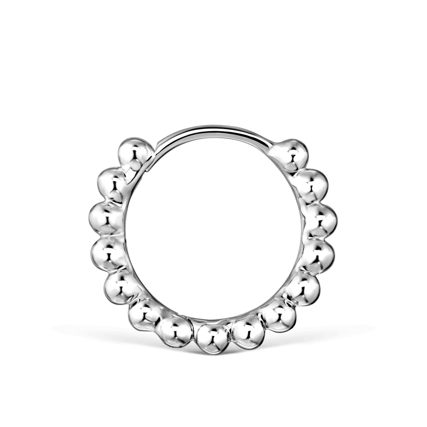Granulated Hoop Earring White Gold 9.5mm