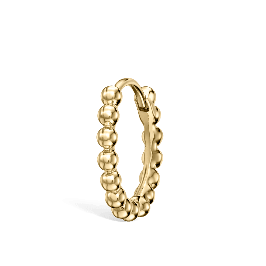 Granulated Hoop Earring Yellow Gold 9.5mm