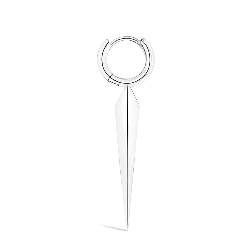 Faceted Grand Spike Hoop Earring White Gold 6.5mm