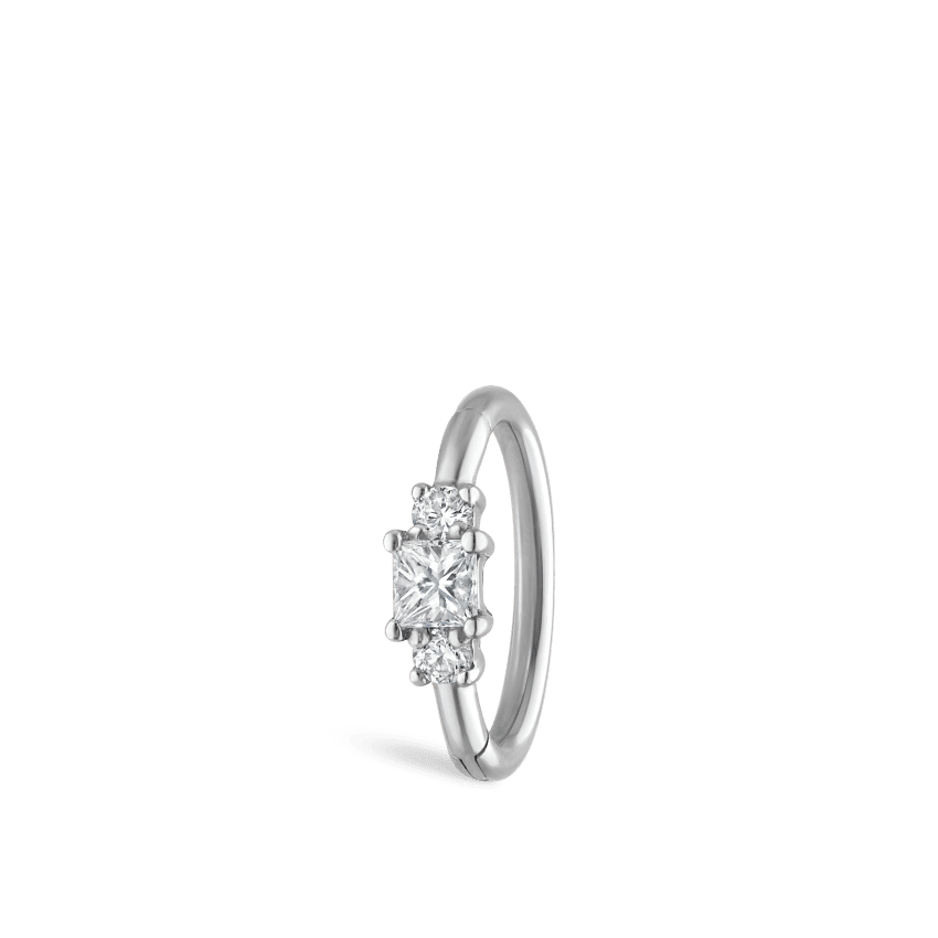 2mm Diamond Princess Hoop Earring White Gold 8mm
