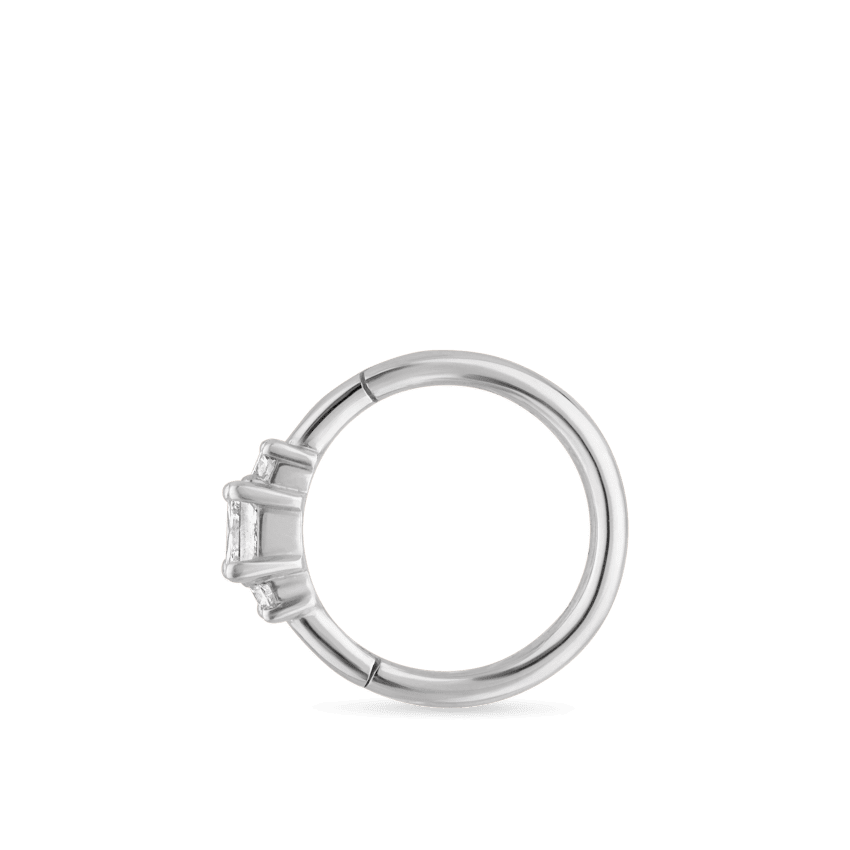 2mm Diamond Princess Hoop Earring White Gold 8mm