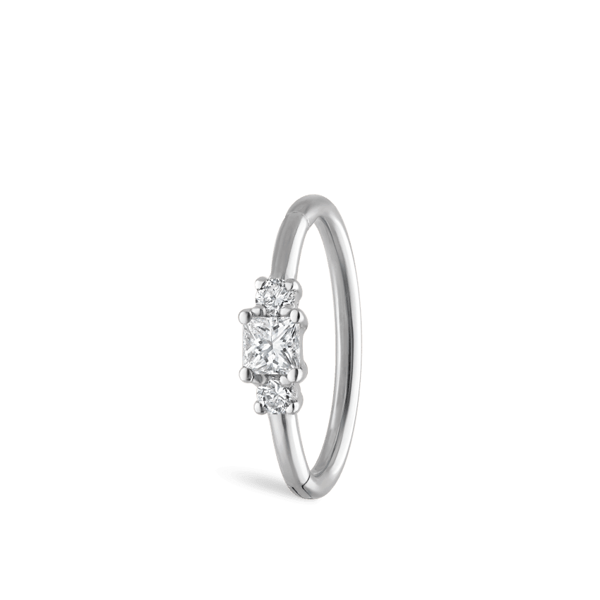 2mm Diamond Princess Hoop Earring White Gold 9.5mm MARIA TASH
