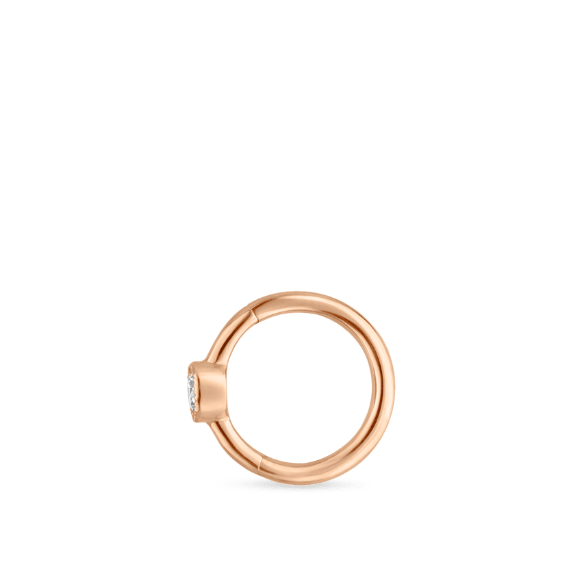 Scalloped Diamond Hoop Earring Rose Gold 6.5mm