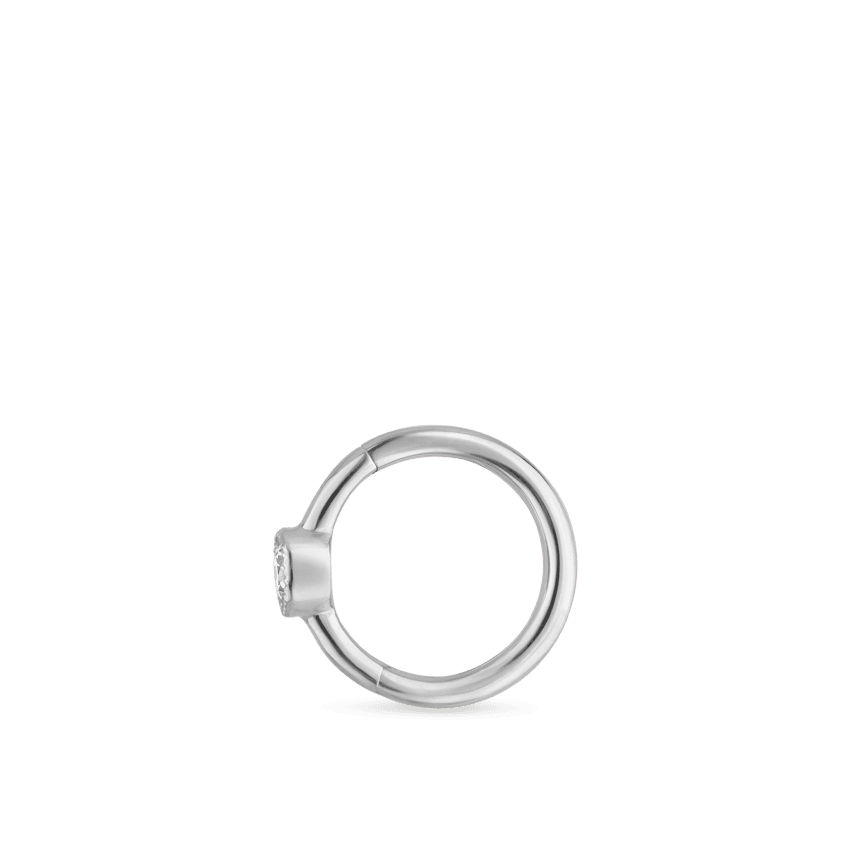 Scalloped Diamond Hoop Earring White Gold 6.5mm