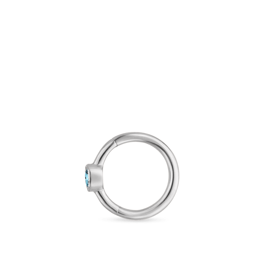 Scallop Set Light Blue Diamond Hoop Earring White Gold 6.5mm