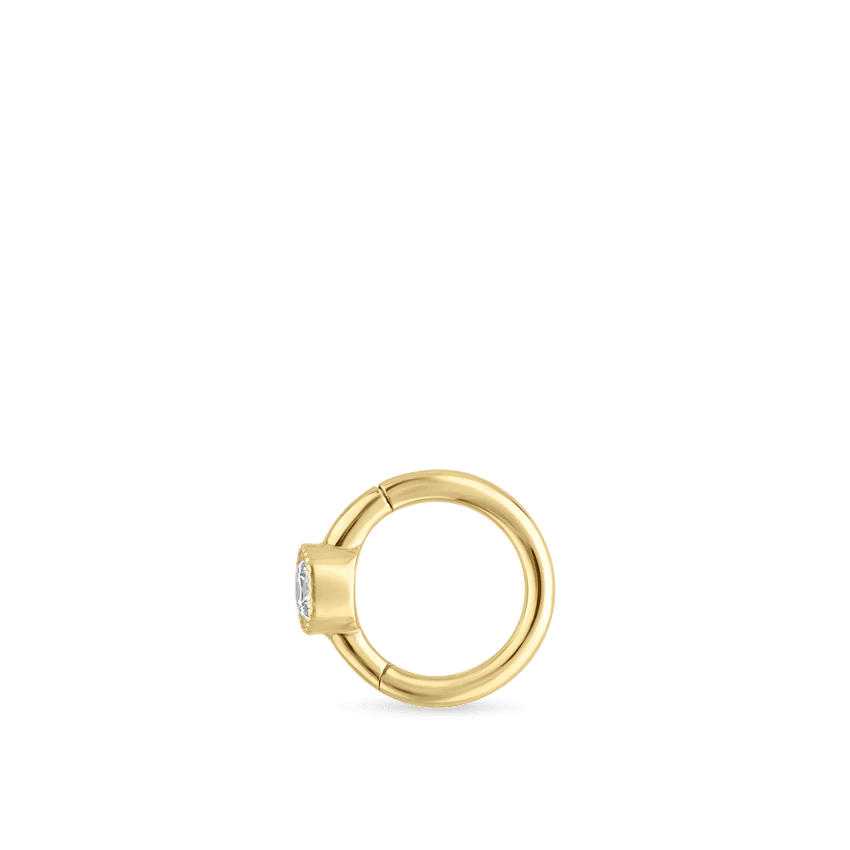 Scalloped Diamond Hoop Earring Yellow Gold 5mm